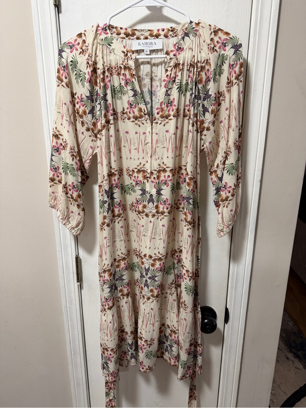 Kahora palm beach Cream Floral Midi Dress